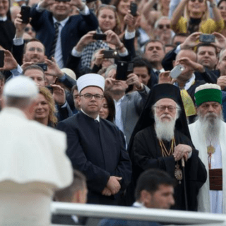 Le pape François 1er en visite en Albanie le 21 septembre 2014